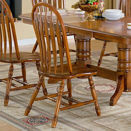 Chestnut Oak Side Chair with Arrow Back & Turned Legs